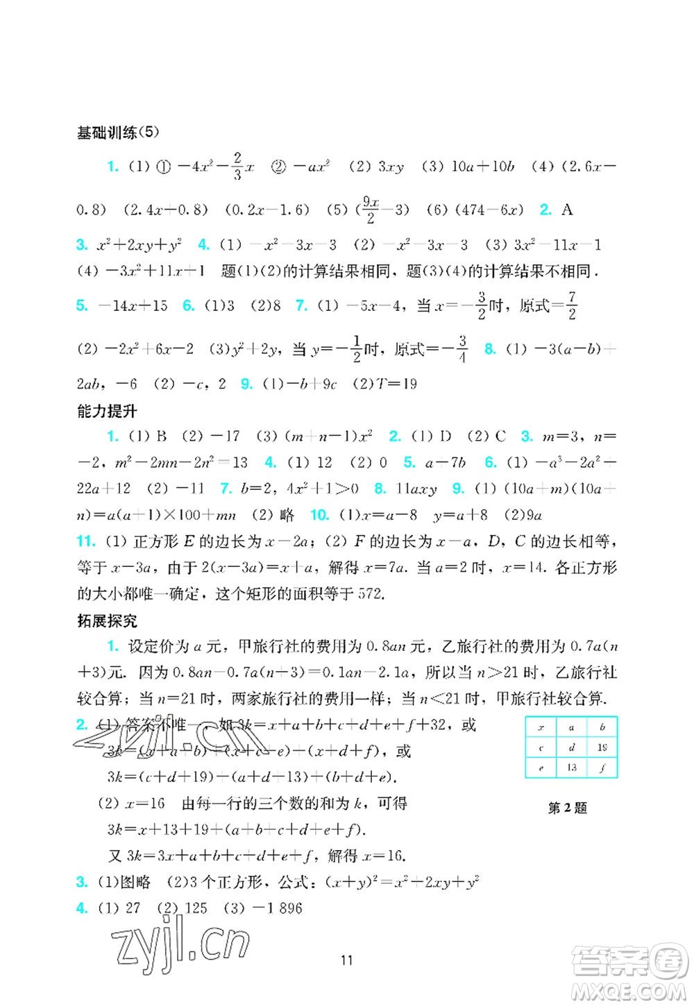 廣州出版社2022陽光學(xué)業(yè)評價(jià)七年級數(shù)學(xué)上冊人教版答案