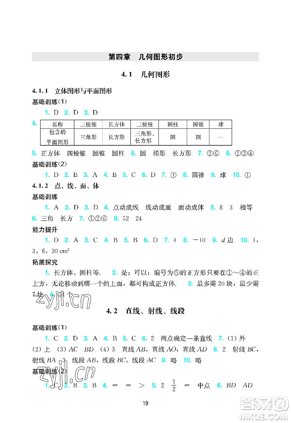 廣州出版社2022陽光學(xué)業(yè)評價(jià)七年級數(shù)學(xué)上冊人教版答案