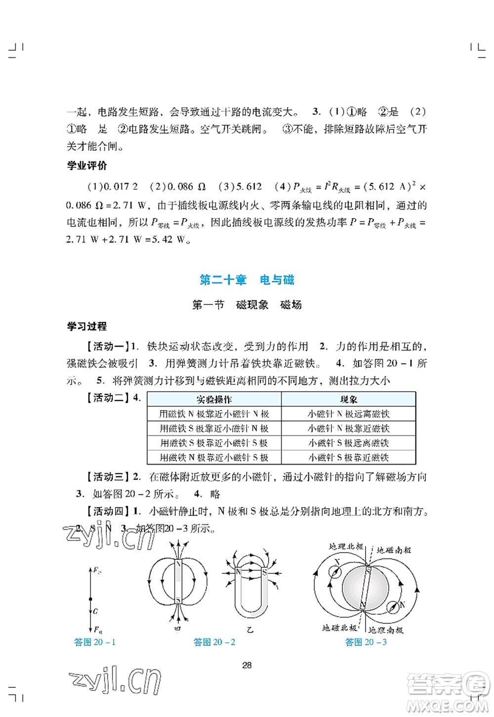 廣州出版社2022陽(yáng)光學(xué)業(yè)評(píng)價(jià)九年級(jí)物理上冊(cè)人教版答案