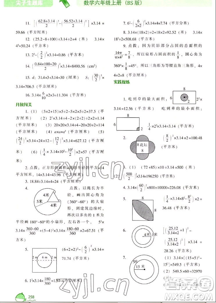 遼寧教育出版社2022秋尖子生題庫數(shù)學(xué)六年級上冊BS北師版答案