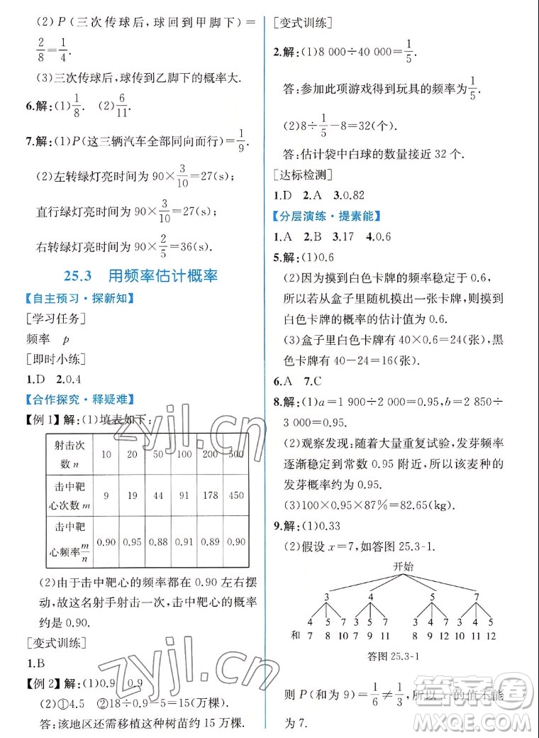 人民教育出版社2022秋同步學(xué)歷案課時(shí)練數(shù)學(xué)九年級(jí)上冊(cè)人教版答案