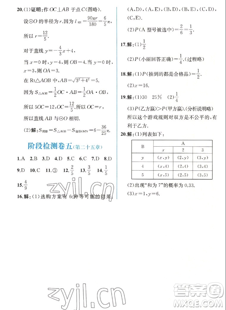 人民教育出版社2022秋同步學(xué)歷案課時(shí)練數(shù)學(xué)九年級(jí)上冊(cè)人教版答案