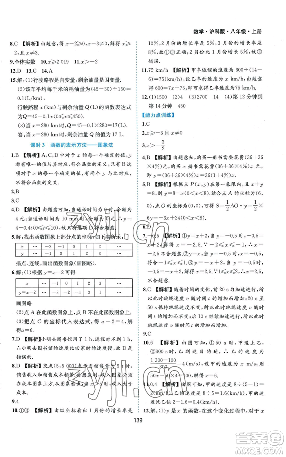 黃山書社2022新編基礎(chǔ)訓(xùn)練八年級(jí)上冊(cè)數(shù)學(xué)滬科版參考答案