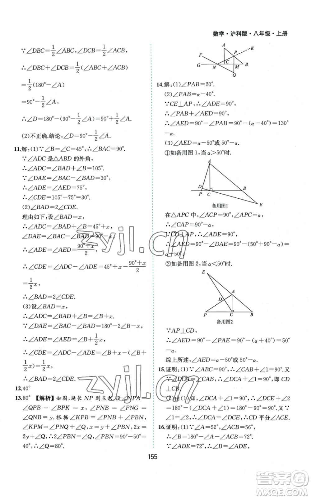 黃山書社2022新編基礎(chǔ)訓(xùn)練八年級(jí)上冊(cè)數(shù)學(xué)滬科版參考答案