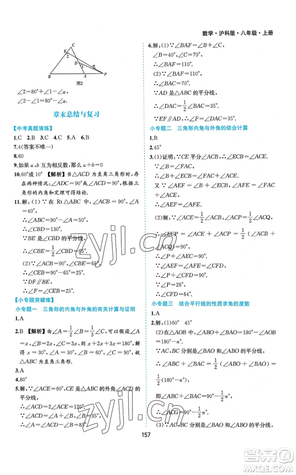 黃山書社2022新編基礎(chǔ)訓(xùn)練八年級(jí)上冊(cè)數(shù)學(xué)滬科版參考答案