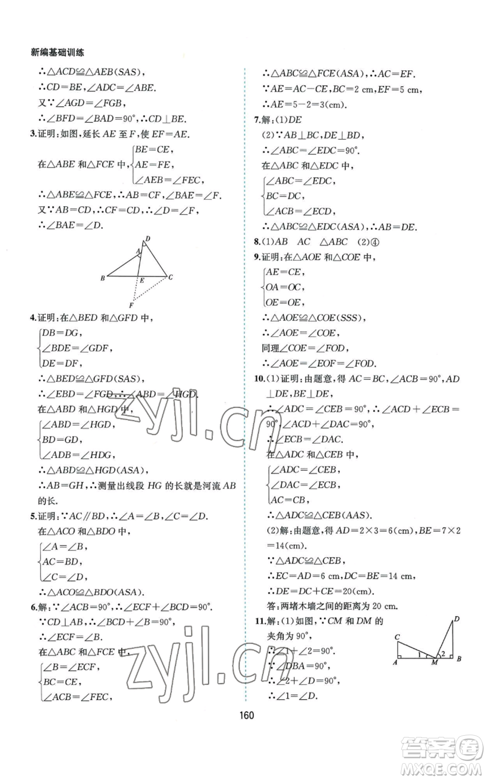 黃山書社2022新編基礎(chǔ)訓(xùn)練八年級(jí)上冊(cè)數(shù)學(xué)滬科版參考答案