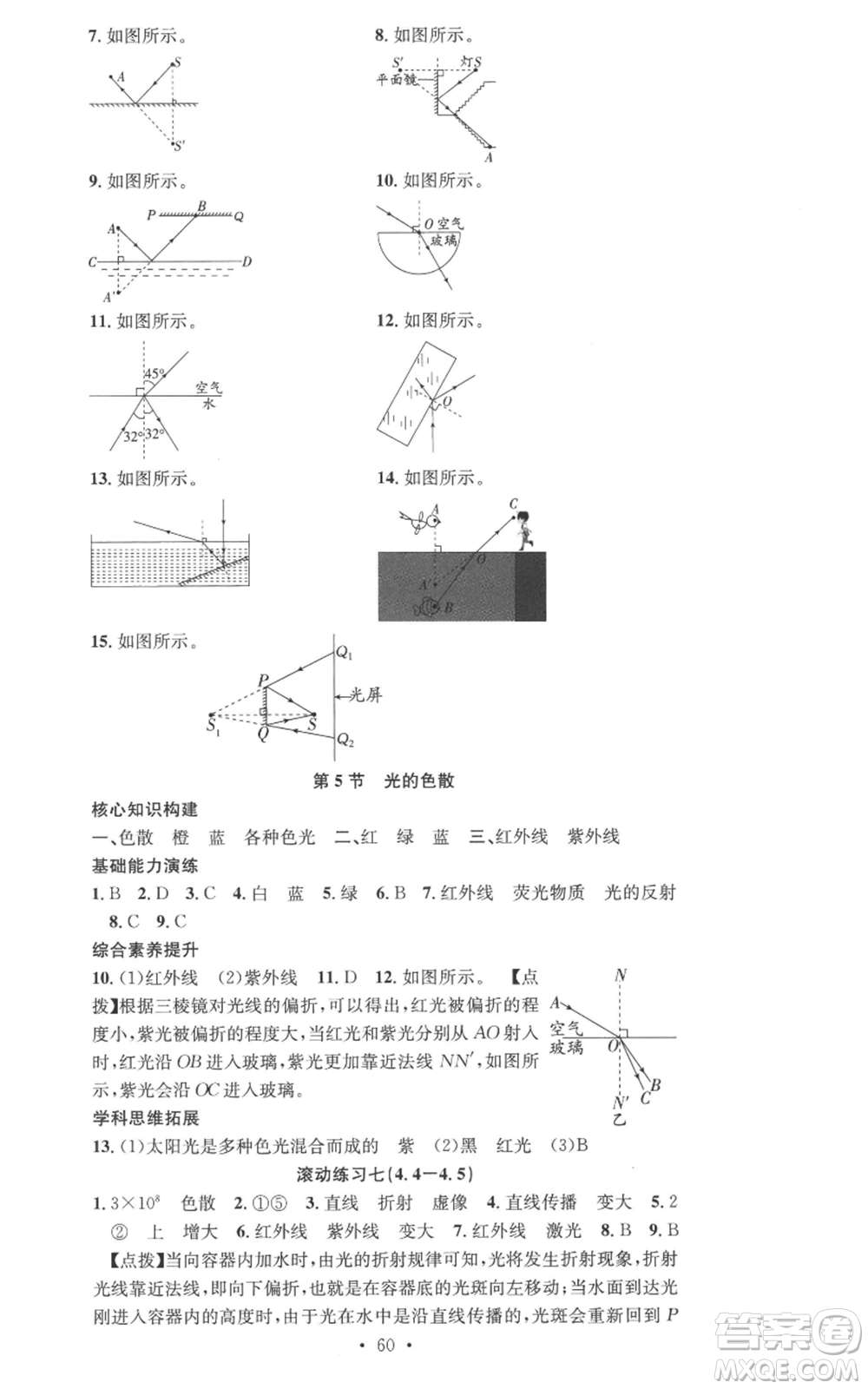 合肥工業(yè)大學(xué)出版社2022七天學(xué)案學(xué)練考八年級(jí)物理上冊人教版參考答案