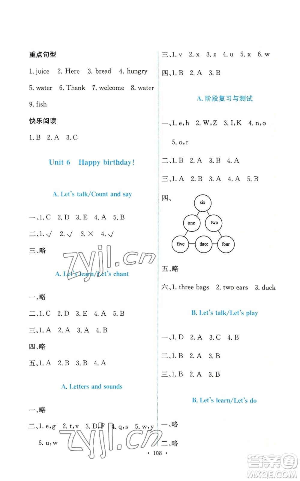 人民教育出版社2022能力培養(yǎng)與測(cè)試三年級(jí)上冊(cè)英語人教版參考答案