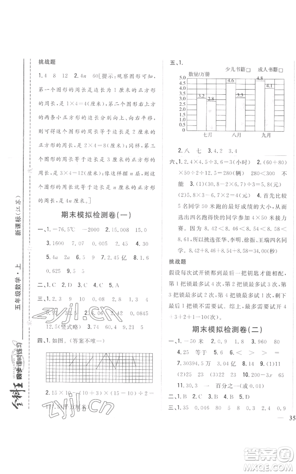 吉林人民出版社2022全科王同步課時練習五年級上冊數(shù)學人教版參考答案