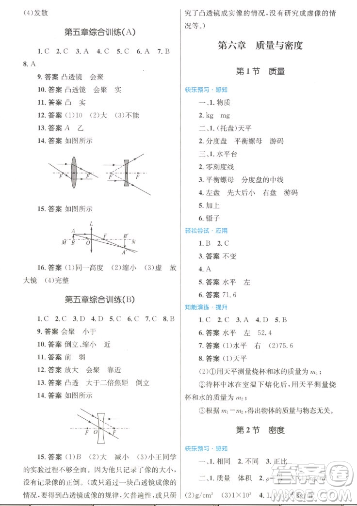 人民教育出版社2022秋初中同步測控優(yōu)化設(shè)計(jì)物理八年級上冊人教版答案