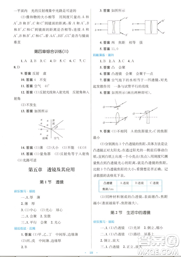 人民教育出版社2022秋初中同步測控優(yōu)化設(shè)計(jì)物理八年級上冊人教版答案