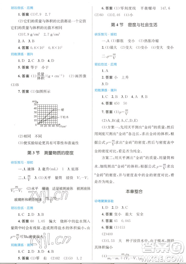 人民教育出版社2022秋初中同步測控優(yōu)化設(shè)計(jì)物理八年級上冊人教版答案