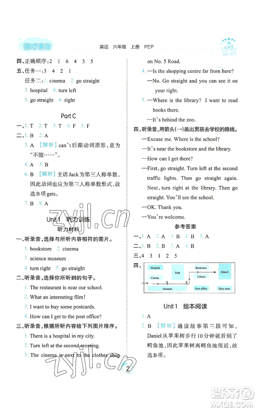 江西人民出版社2022王朝霞德才兼?zhèn)渥鳂I(yè)創(chuàng)新設(shè)計六年級上冊英語人教版參考答案