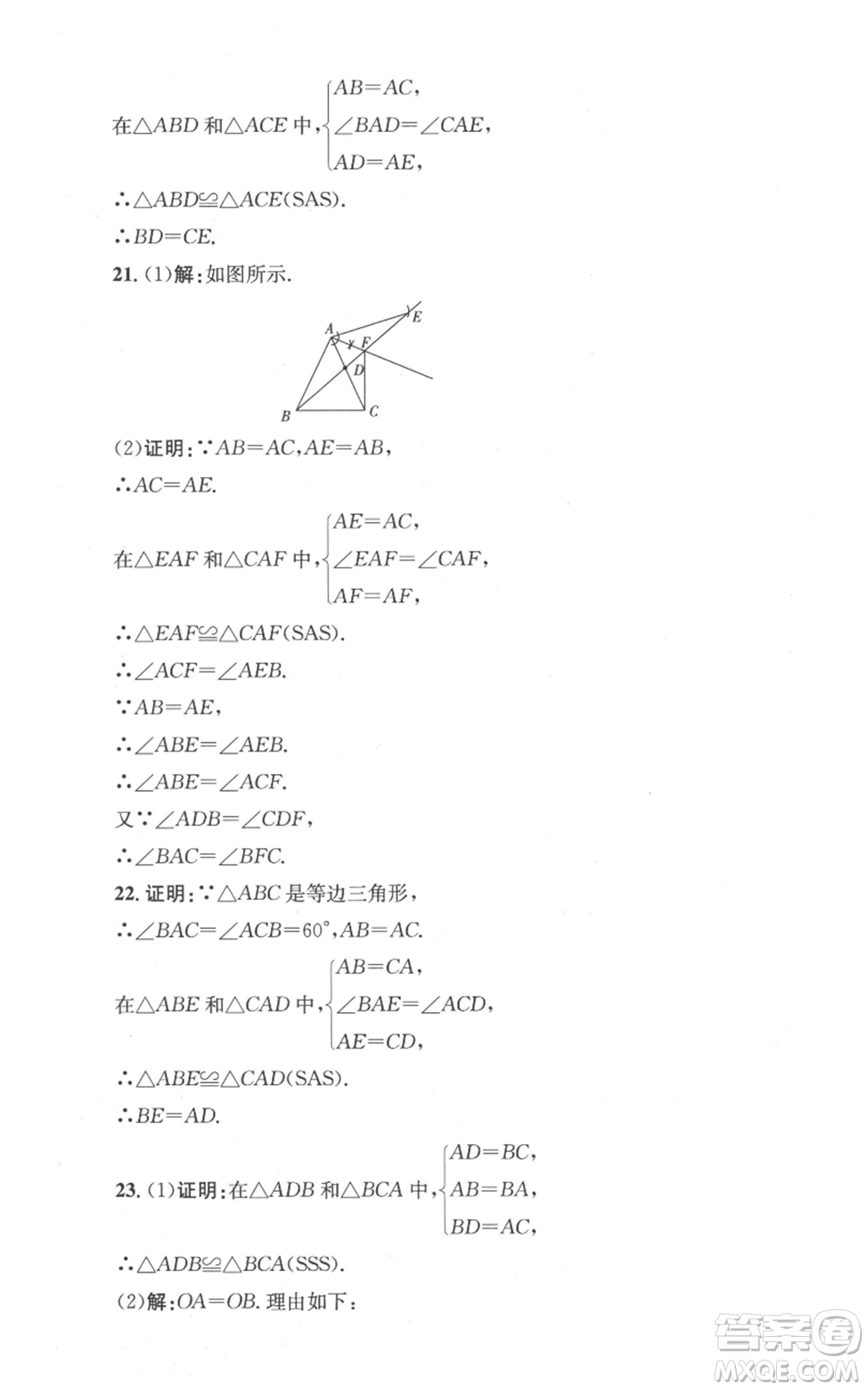 湖南教育出版社2022學(xué)科素養(yǎng)與能力提升八年級上冊數(shù)學(xué)湘教版參考答案