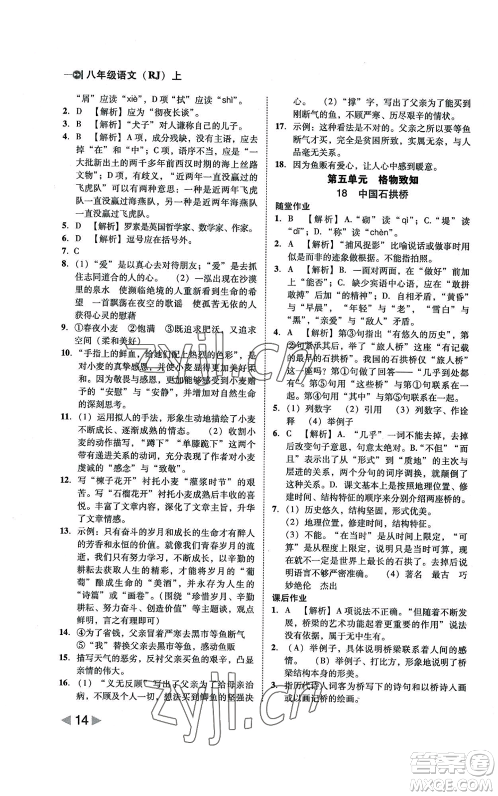 北方婦女兒童出版社2022勝券在握打好基礎(chǔ)作業(yè)本八年級上冊語文人教版參考答案