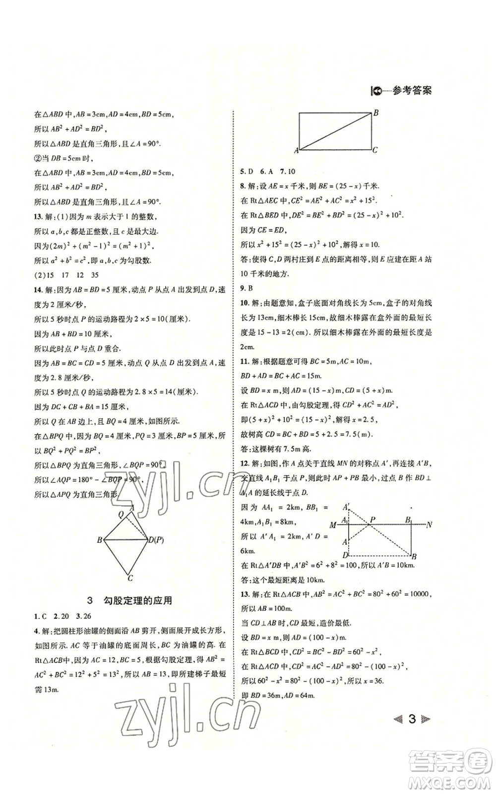 北方婦女兒童出版社2022勝券在握打好基礎(chǔ)作業(yè)本八年級(jí)上冊數(shù)學(xué)北師大版參考答案