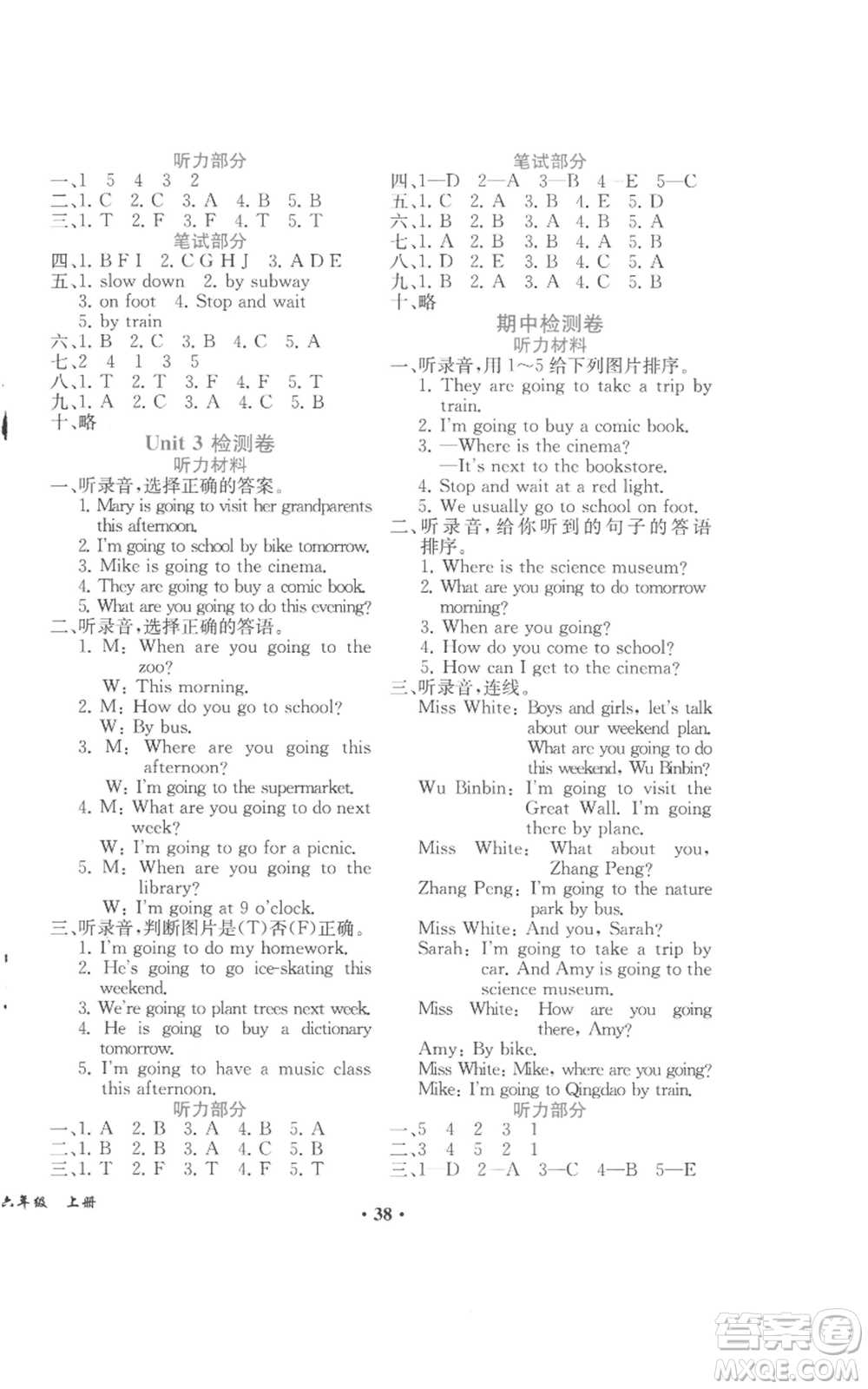 人民教育出版社2022勝券在握同步解析與測(cè)評(píng)課堂鞏固練習(xí)六年級(jí)上冊(cè)英語(yǔ)人教版重慶專(zhuān)版參考答案