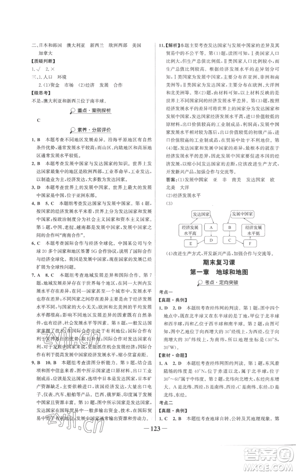 延邊大學(xué)出版社2022世紀(jì)金榜金榜學(xué)案七年級(jí)上冊(cè)地理人教版參考答案