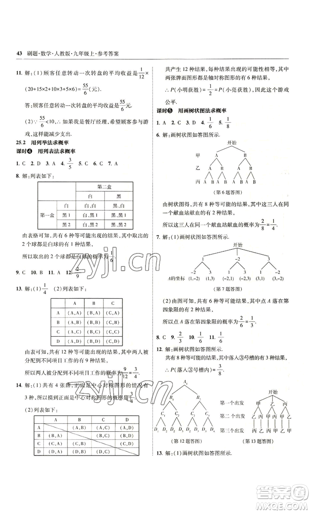 東北師范大學(xué)出版社2022北大綠卡刷題九年級(jí)上冊(cè)數(shù)學(xué)人教版參考答案