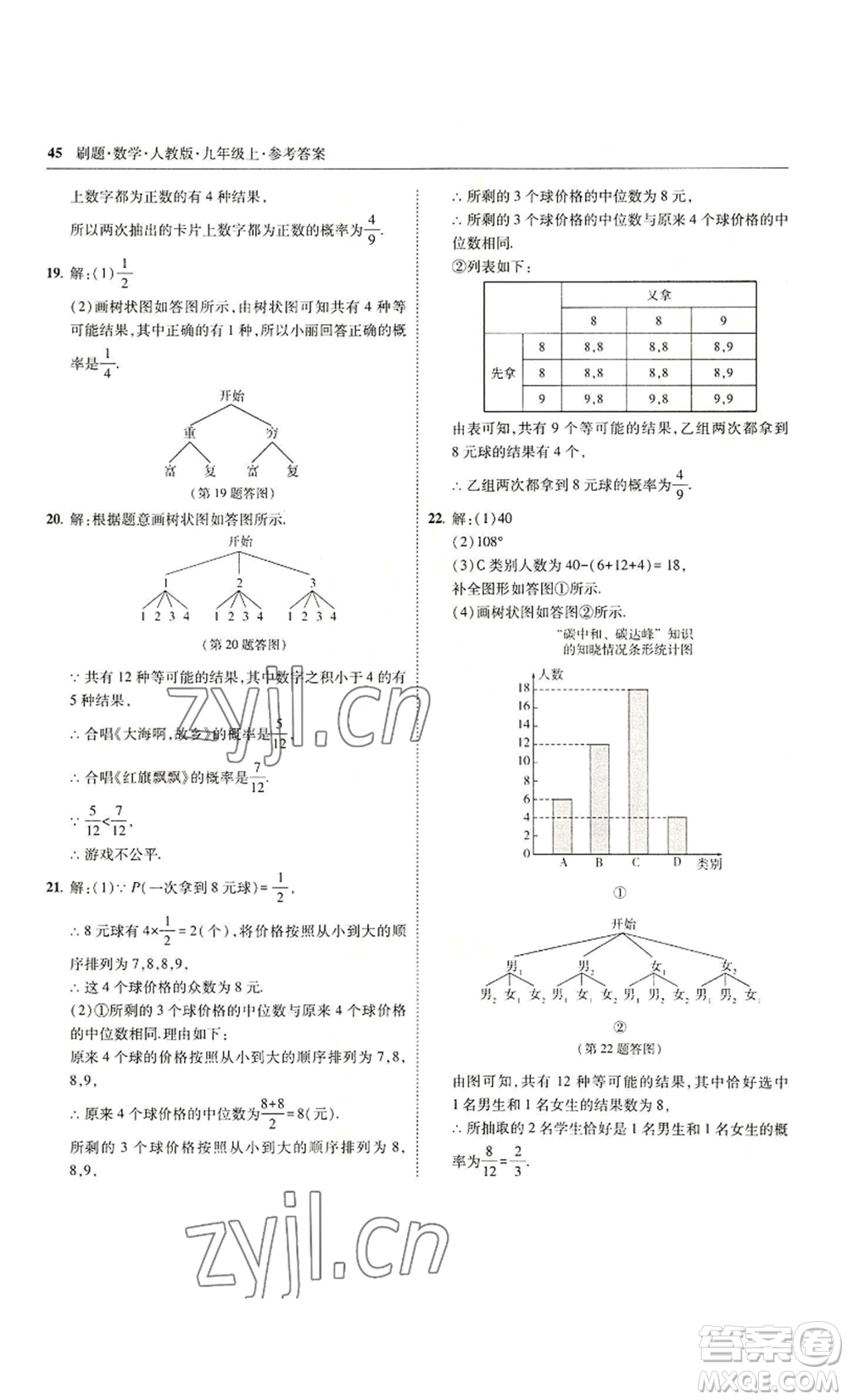 東北師范大學(xué)出版社2022北大綠卡刷題九年級(jí)上冊(cè)數(shù)學(xué)人教版參考答案