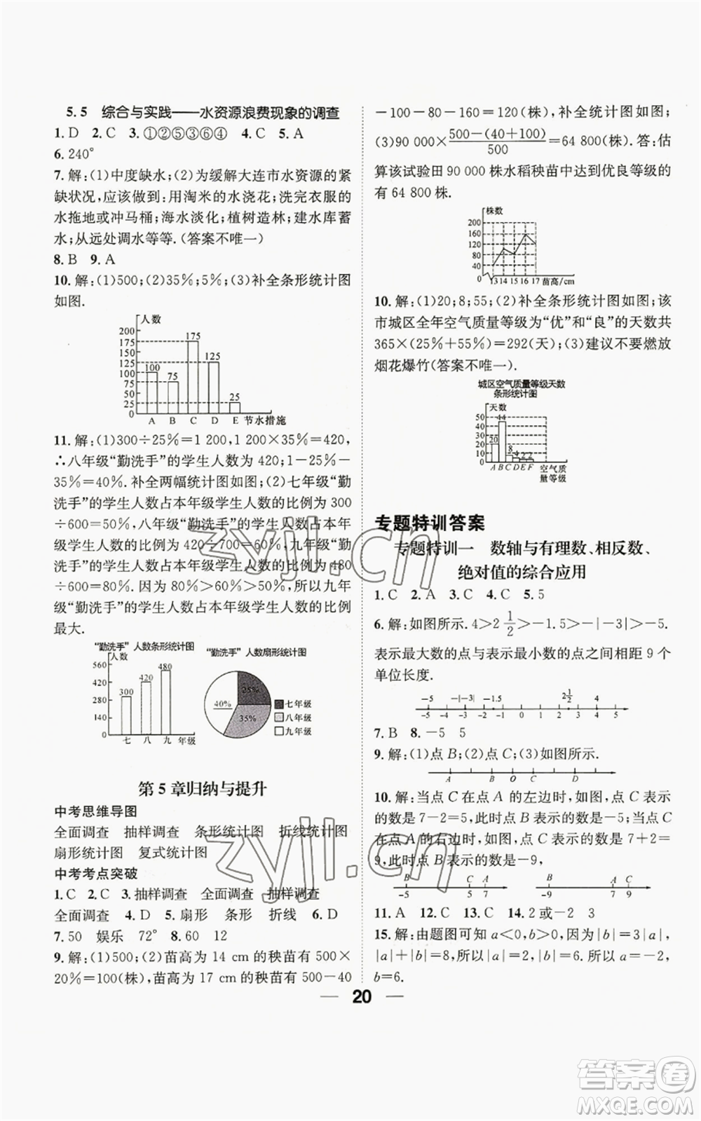 陽光出版社2022精英新課堂七年級上冊數(shù)學滬科版參考答案