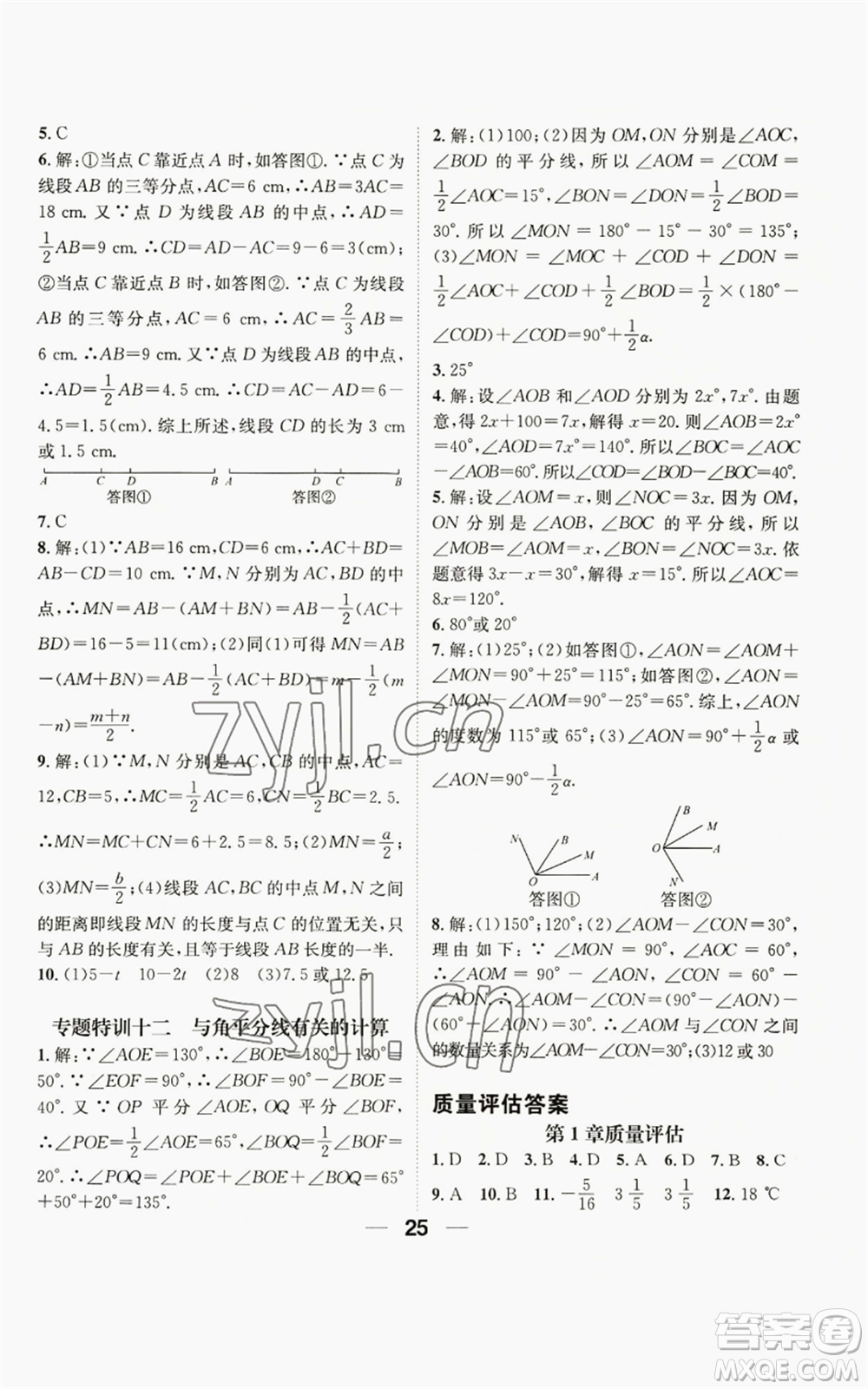 陽光出版社2022精英新課堂七年級上冊數(shù)學滬科版參考答案