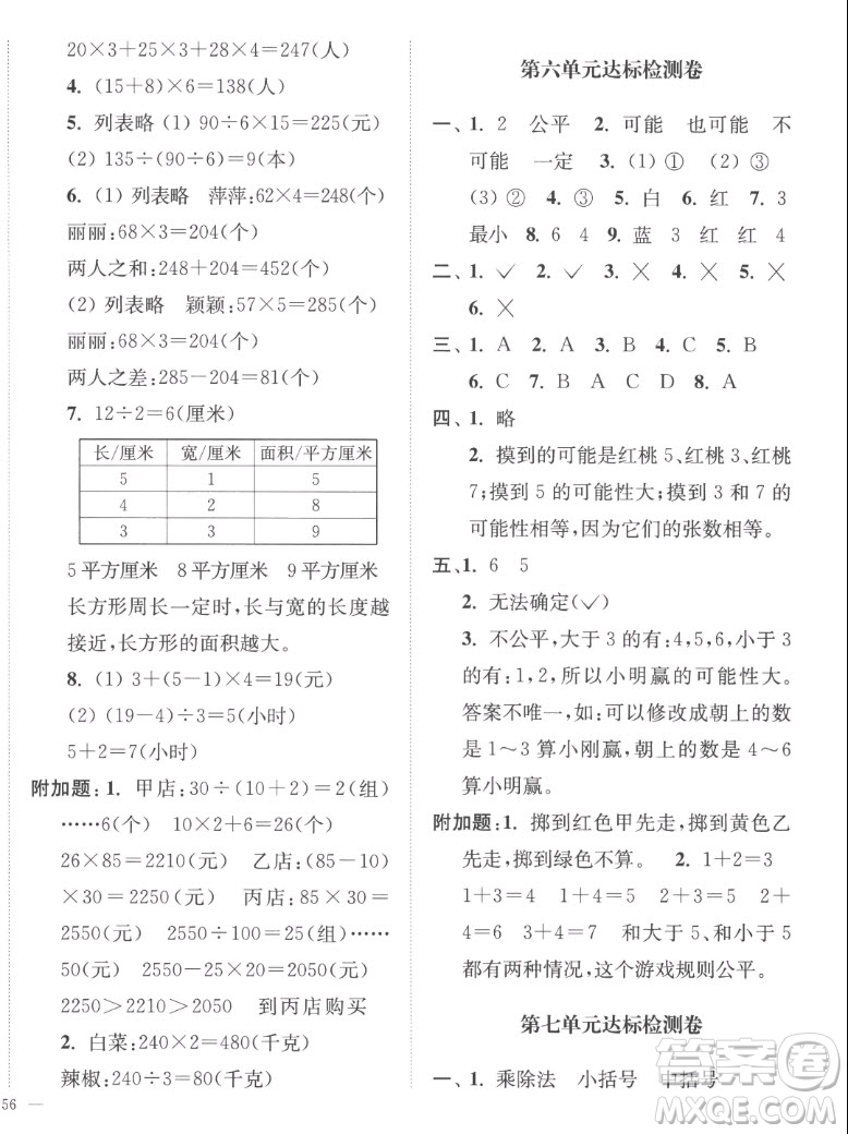 延邊大學(xué)出版社2022秋江蘇好卷四年級數(shù)學(xué)上冊蘇教版答案