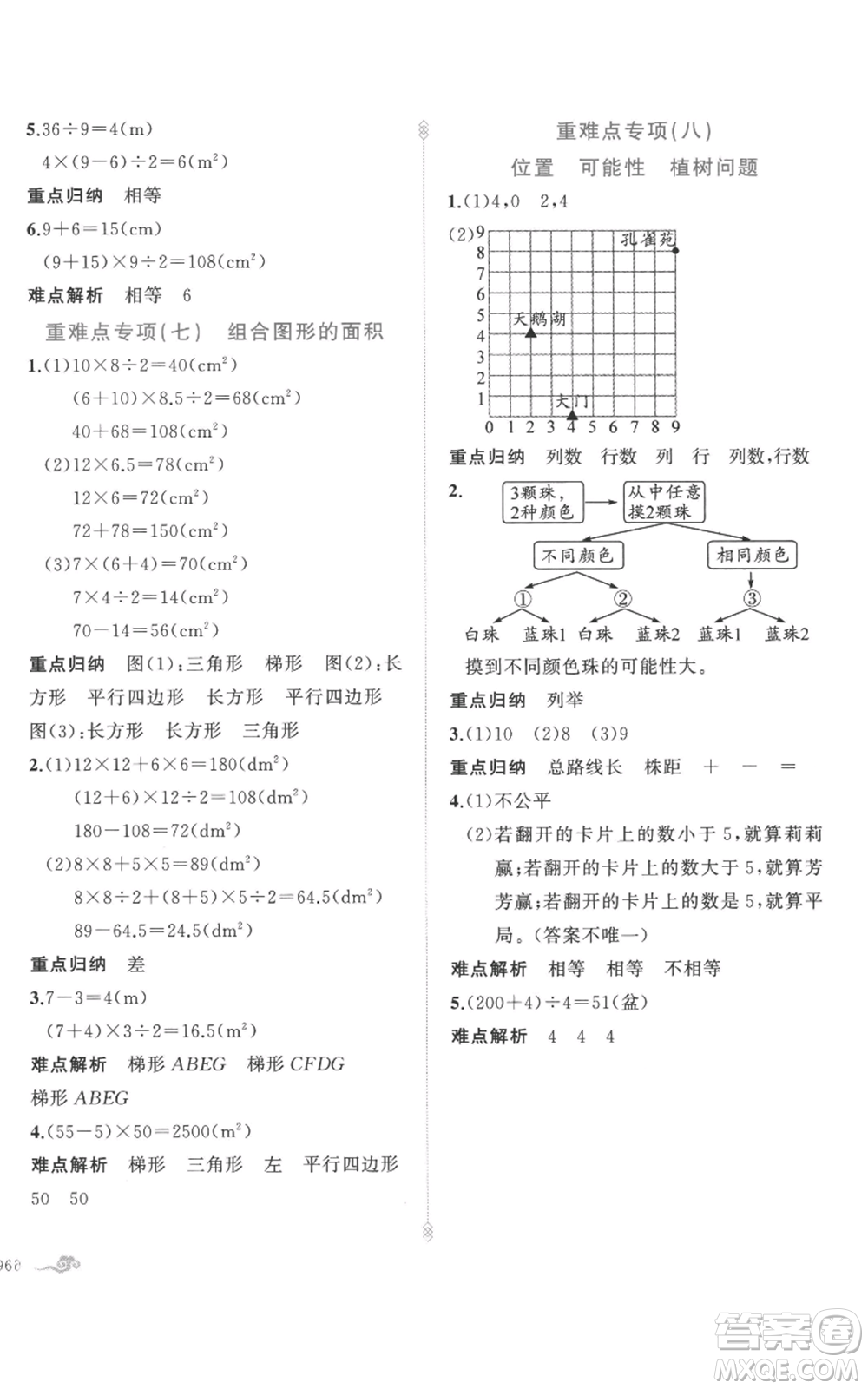 新疆青少年出版社2022黃岡金牌之路練闖考五年級(jí)上冊數(shù)學(xué)人教版參考答案