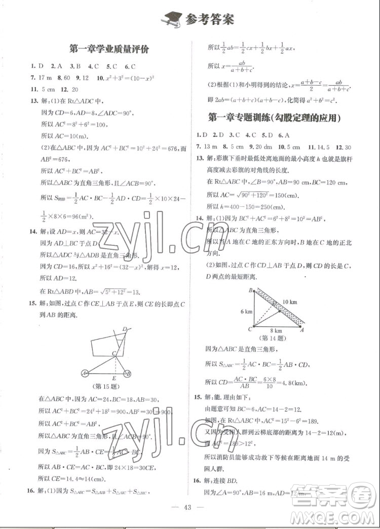 北京師范大學(xué)出版社2022秋課堂精練數(shù)學(xué)八年級上冊北師大版江西專版答案