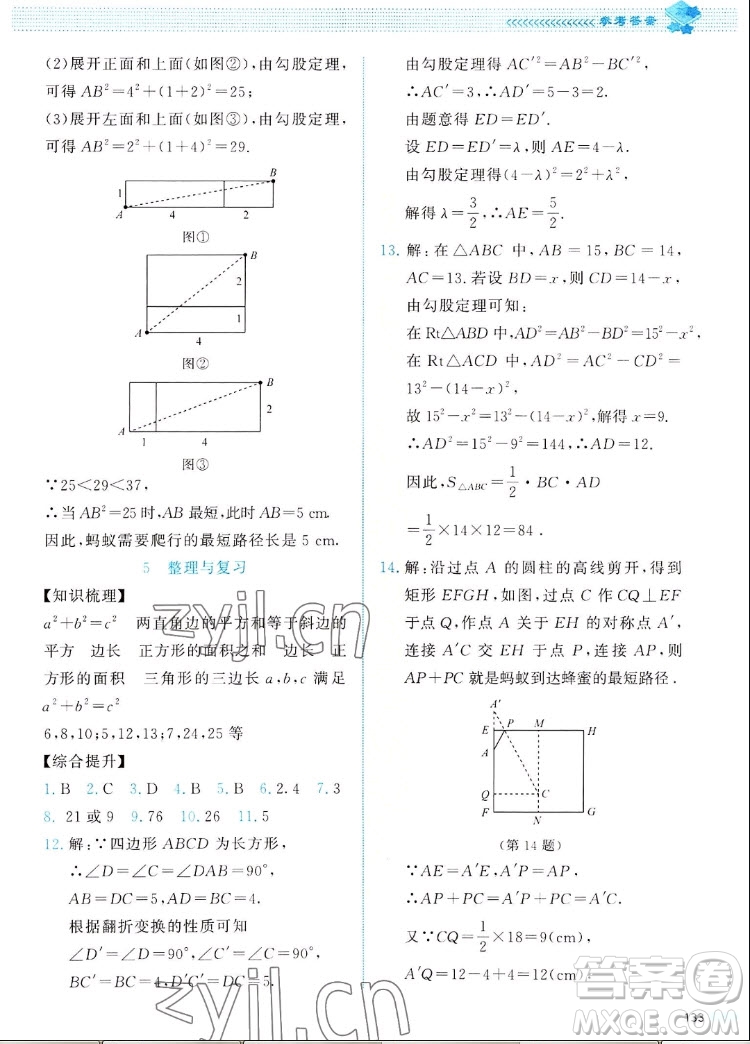 北京師范大學(xué)出版社2022秋課堂精練數(shù)學(xué)八年級上冊北師大版四川專版答案