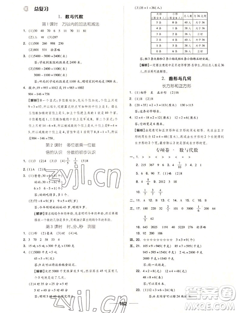 山東科學技術出版社2022秋新思維伴你學三年級上冊數(shù)學人教版答案