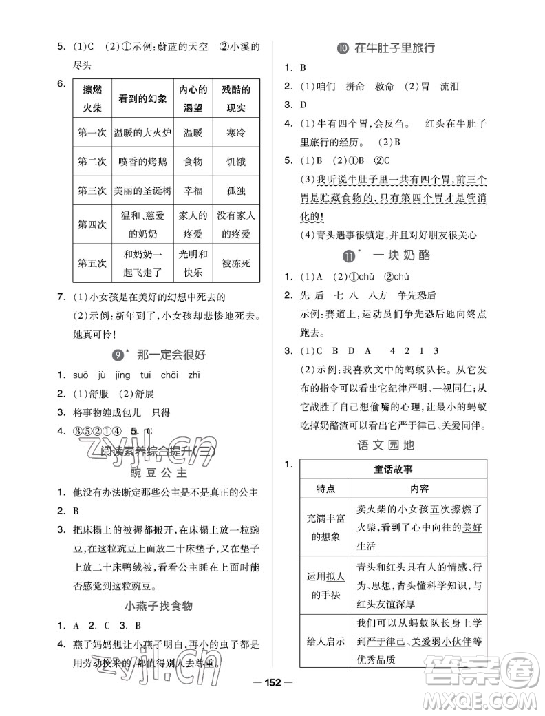 山東科學技術出版社2022秋新思維伴你學三年級上冊語文人教版答案