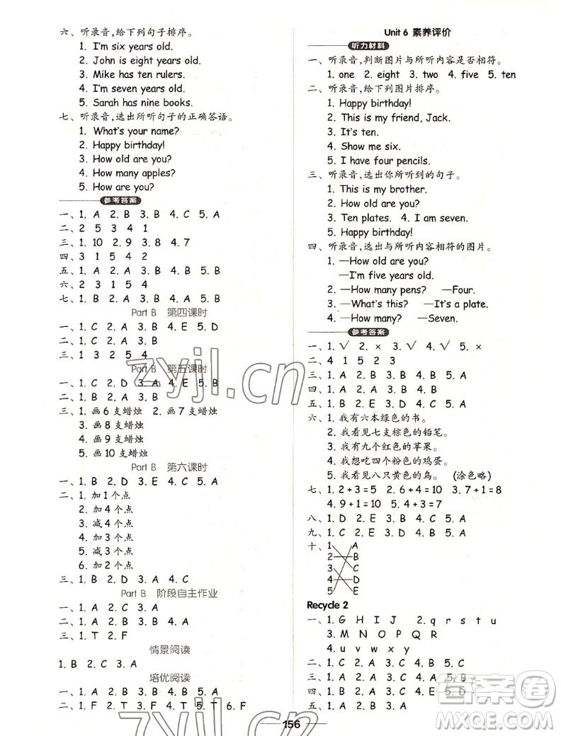 山東科學(xué)技術(shù)出版社2022秋新思維伴你學(xué)三年級(jí)上冊(cè)英語(yǔ)人教版答案