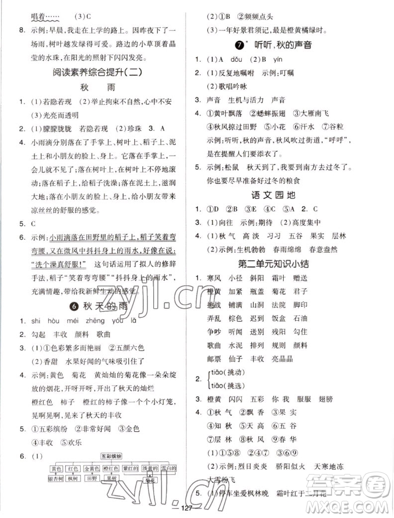 山東科學(xué)技術(shù)出版社2022秋新思維伴你學(xué)測試卷三年級上冊語文人教版答案