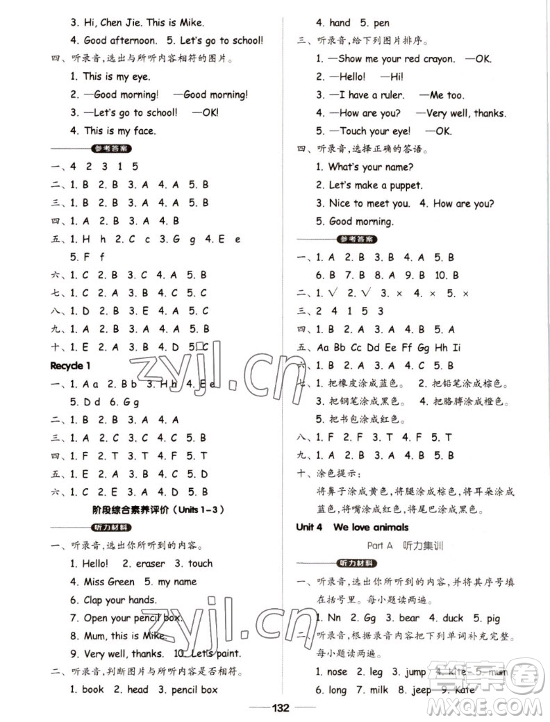 山東科學(xué)技術(shù)出版社2022秋新思維伴你學(xué)測(cè)試卷三年級(jí)上冊(cè)英語人教版答案