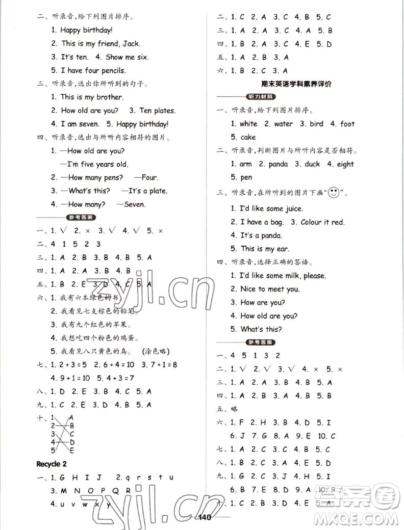 山東科學(xué)技術(shù)出版社2022秋新思維伴你學(xué)測(cè)試卷三年級(jí)上冊(cè)英語人教版答案