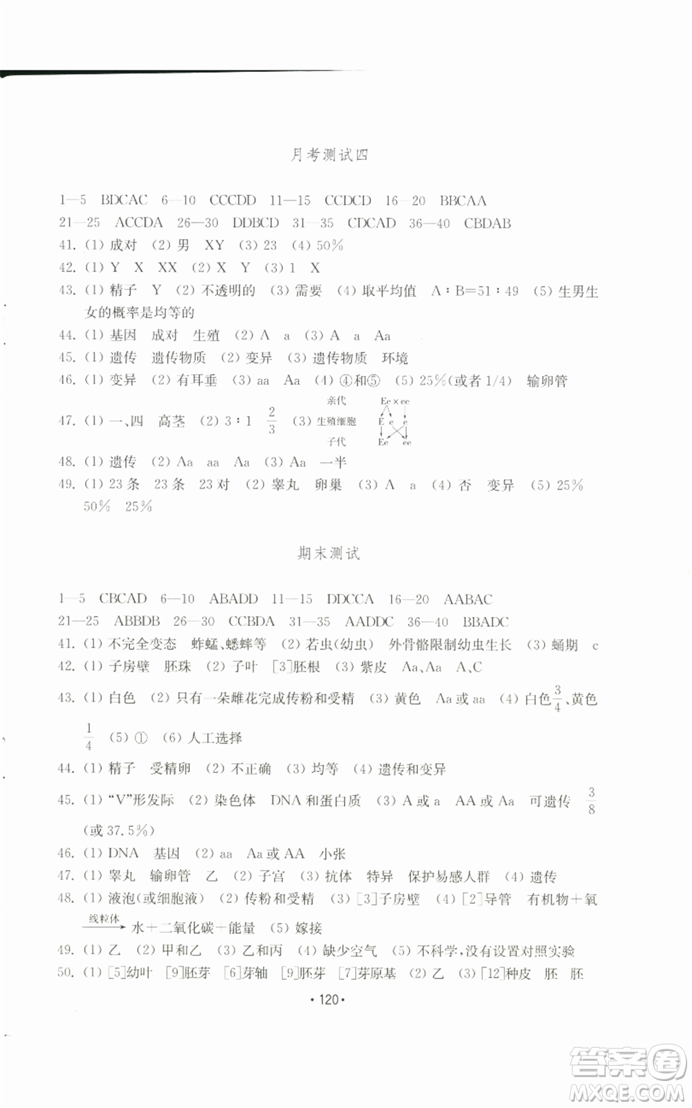 山東教育出版社2022初中基礎訓練八年級上冊生物學人教版參考答案