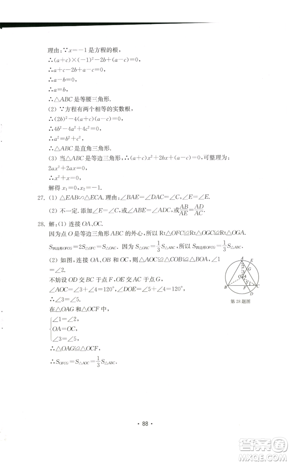 山東教育出版社2022初中基礎(chǔ)訓(xùn)練九年級(jí)上冊(cè)數(shù)學(xué)人教版參考答案