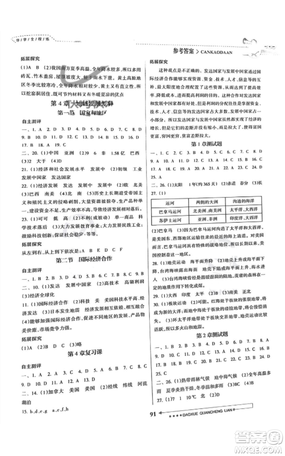 南方日?qǐng)?bào)出版社2022導(dǎo)學(xué)全程練創(chuàng)優(yōu)訓(xùn)練八年級(jí)上冊(cè)地理通用版參考答案