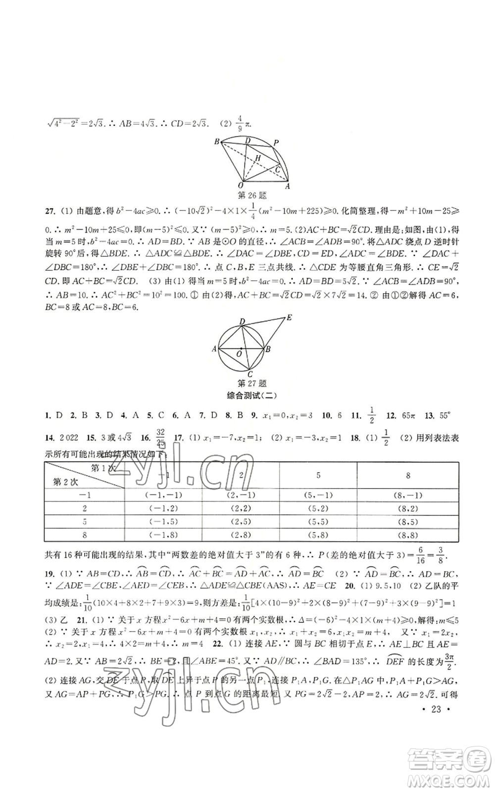 安徽人民出版社2022高效精練九年級上冊數(shù)學(xué)蘇科版參考答案