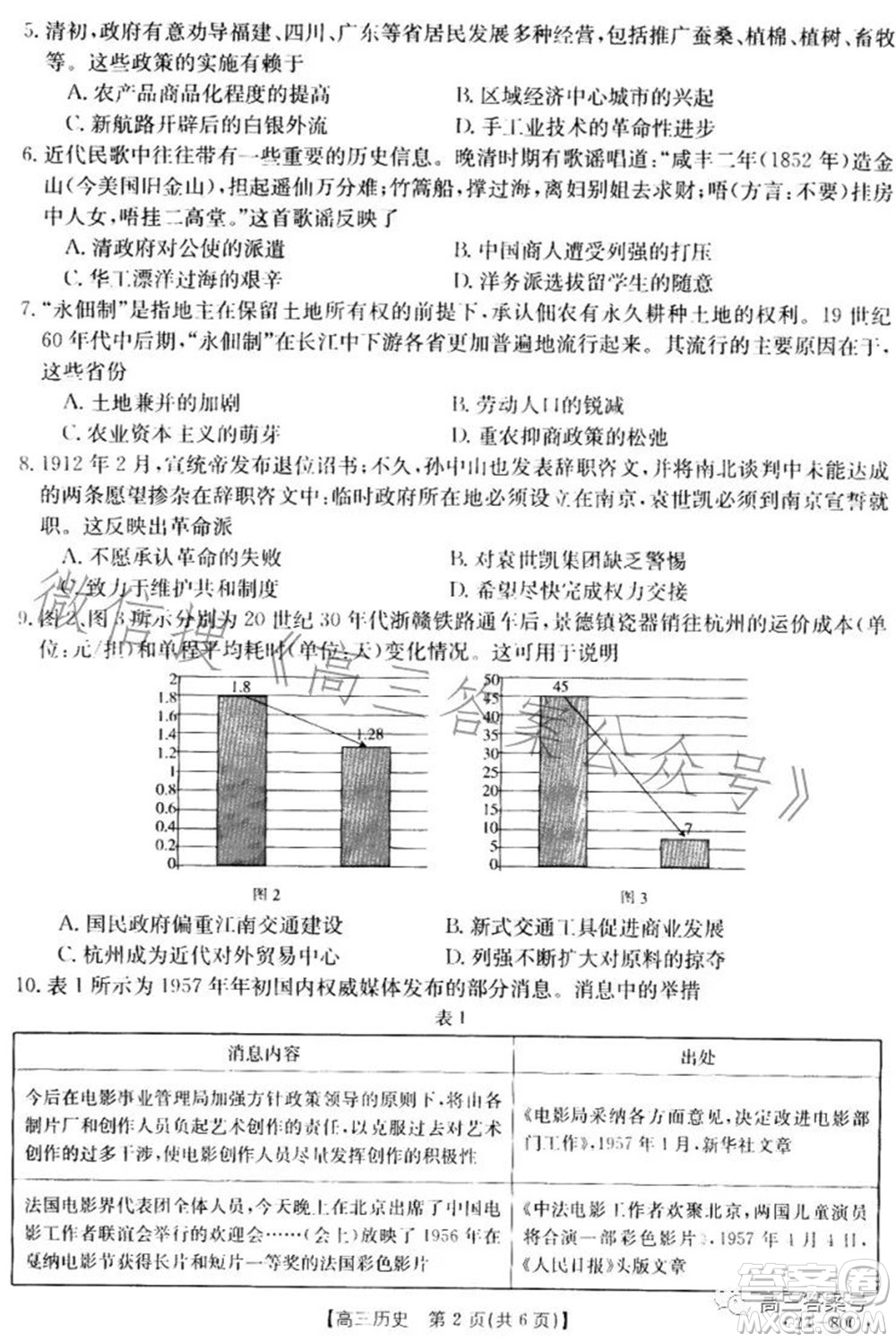 湛江市2023屆高中畢業(yè)班調(diào)研測(cè)試歷史試題及答案