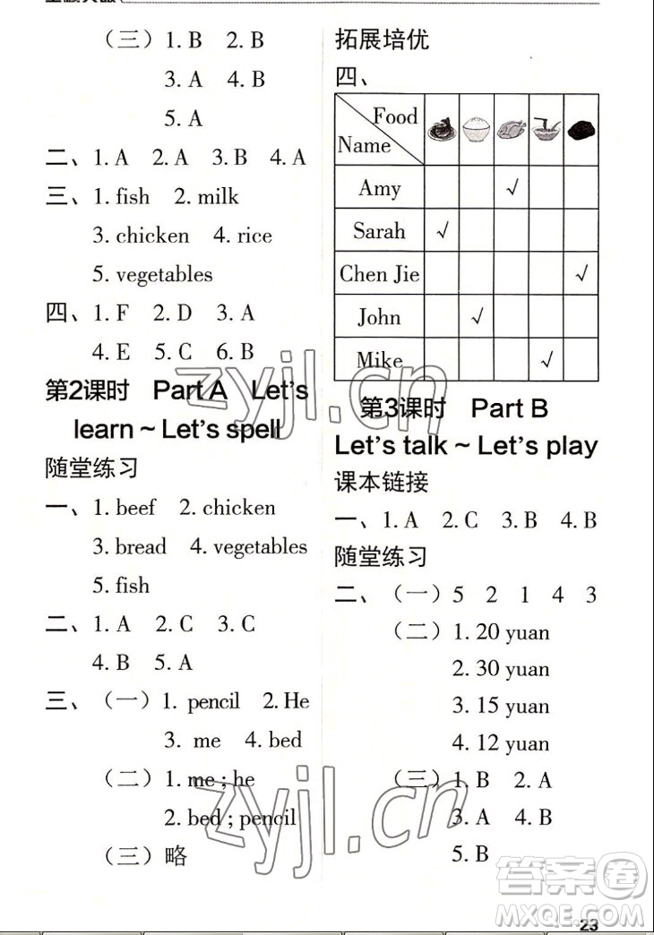 北方婦女兒童出版社2022秋全程突破四年級(jí)上冊(cè)英語人教版答案