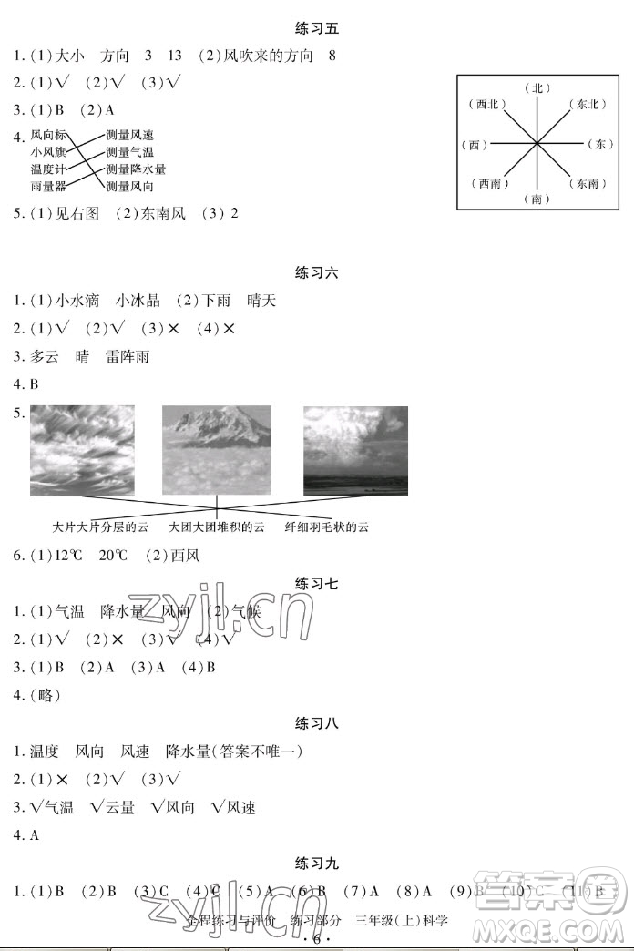 浙江人民出版社2022秋全程練習(xí)與評價(jià)三年級上冊科學(xué)教科版答案