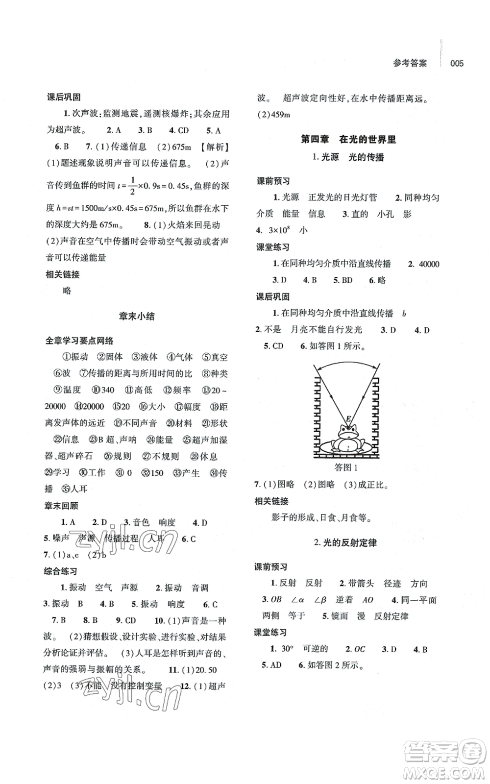 大象出版社2022基礎(chǔ)訓(xùn)練八年級(jí)上冊(cè)物理人教版參考答案