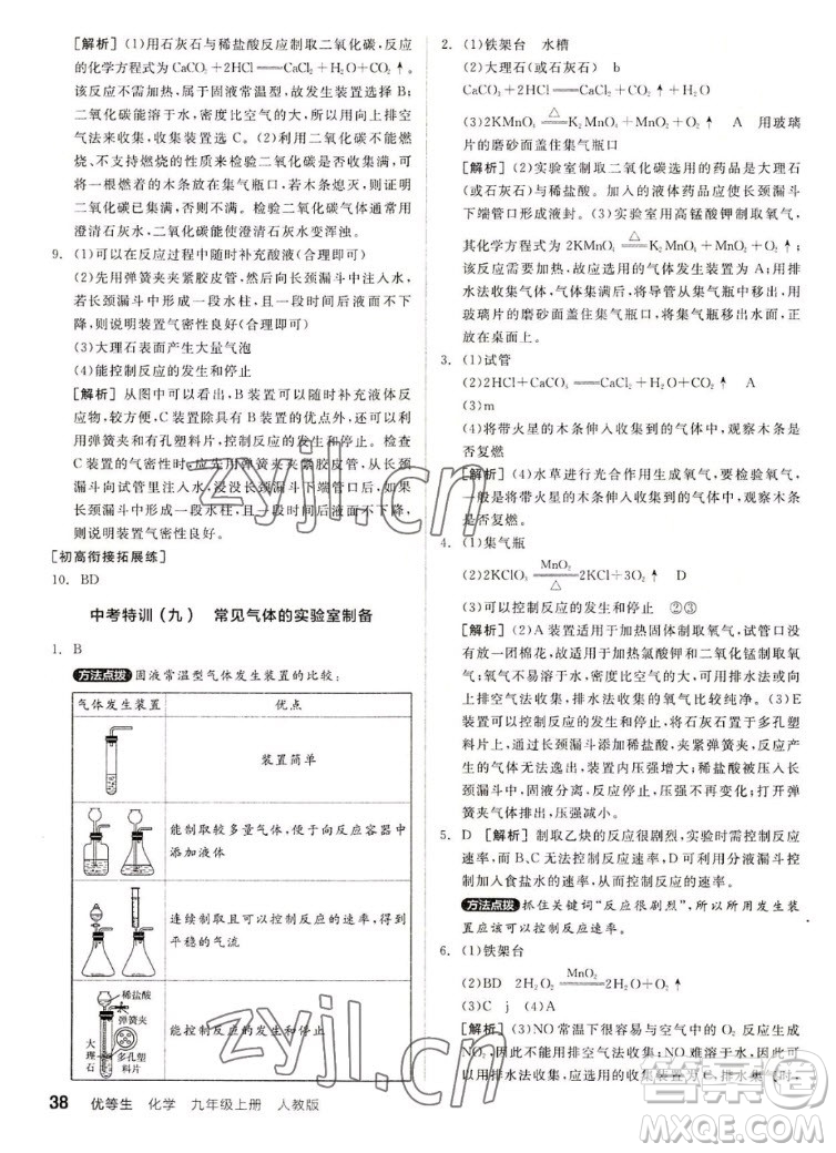 陽(yáng)光出版社2022秋練就優(yōu)等生同步作業(yè)化學(xué)九年級(jí)上冊(cè)RJ人教版答案