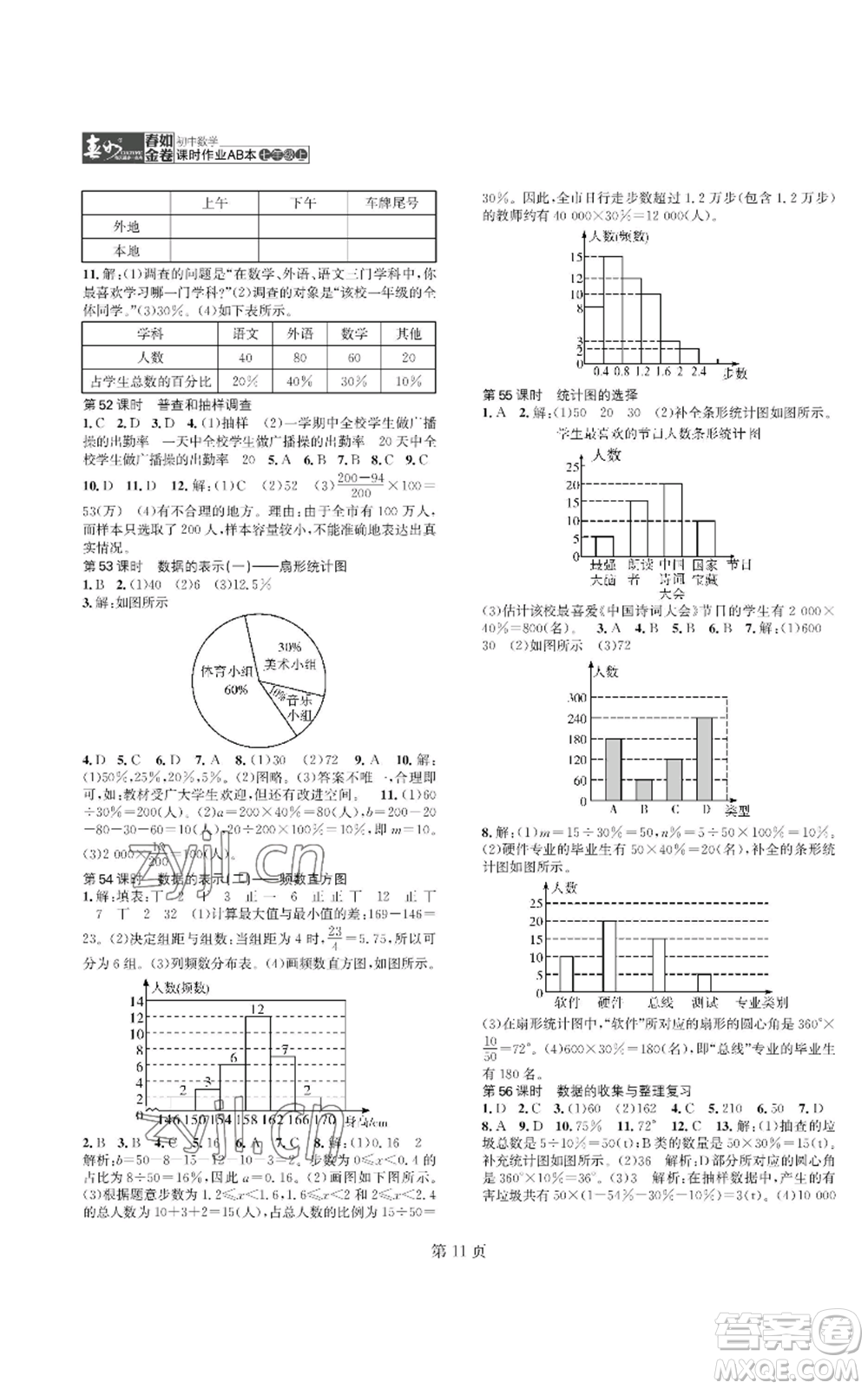 陜西師范大學(xué)出版總社有限公司2022春如金卷課時(shí)作業(yè)AB本A本七年級(jí)上冊(cè)數(shù)學(xué)人教版參考答案