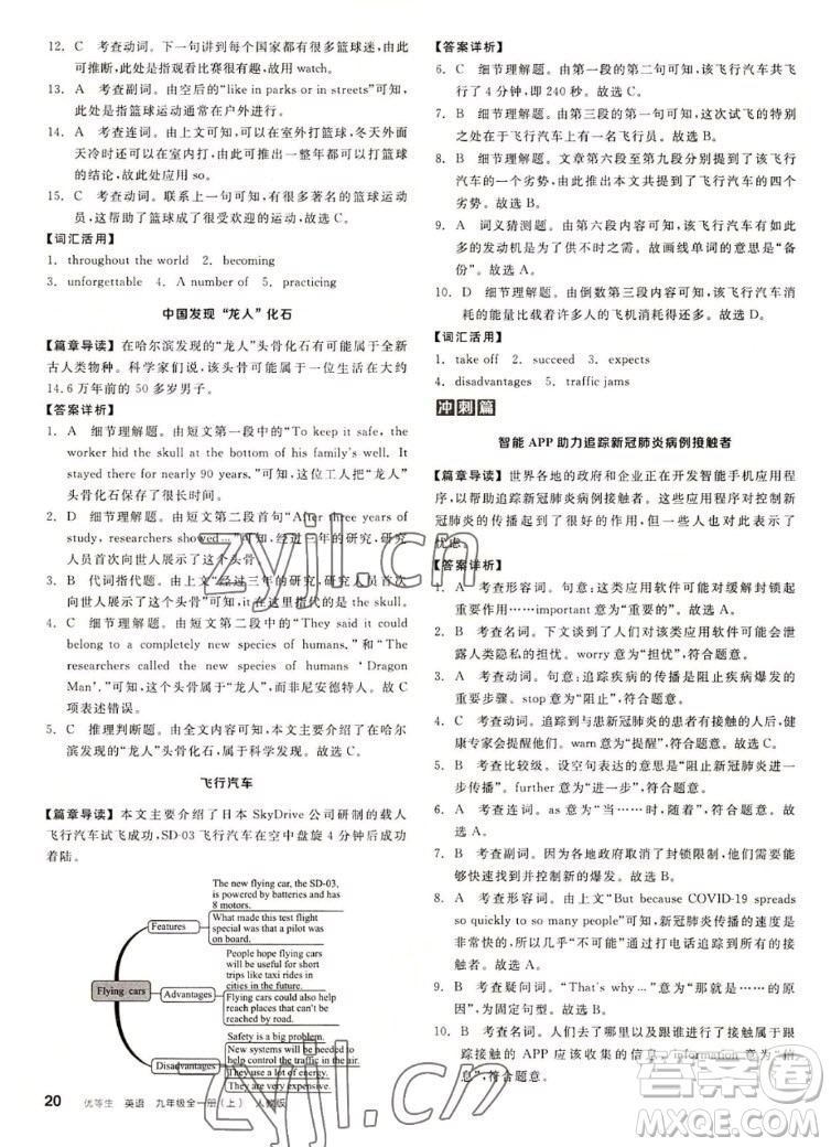 陽(yáng)光出版社2022秋練就優(yōu)等生同步作業(yè)英語(yǔ)九年級(jí)全一冊(cè)上RJ人教版答案