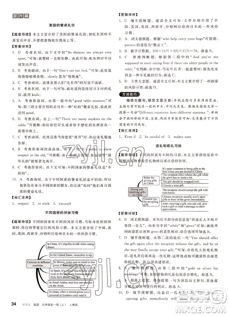 陽(yáng)光出版社2022秋練就優(yōu)等生同步作業(yè)英語(yǔ)九年級(jí)全一冊(cè)上RJ人教版答案