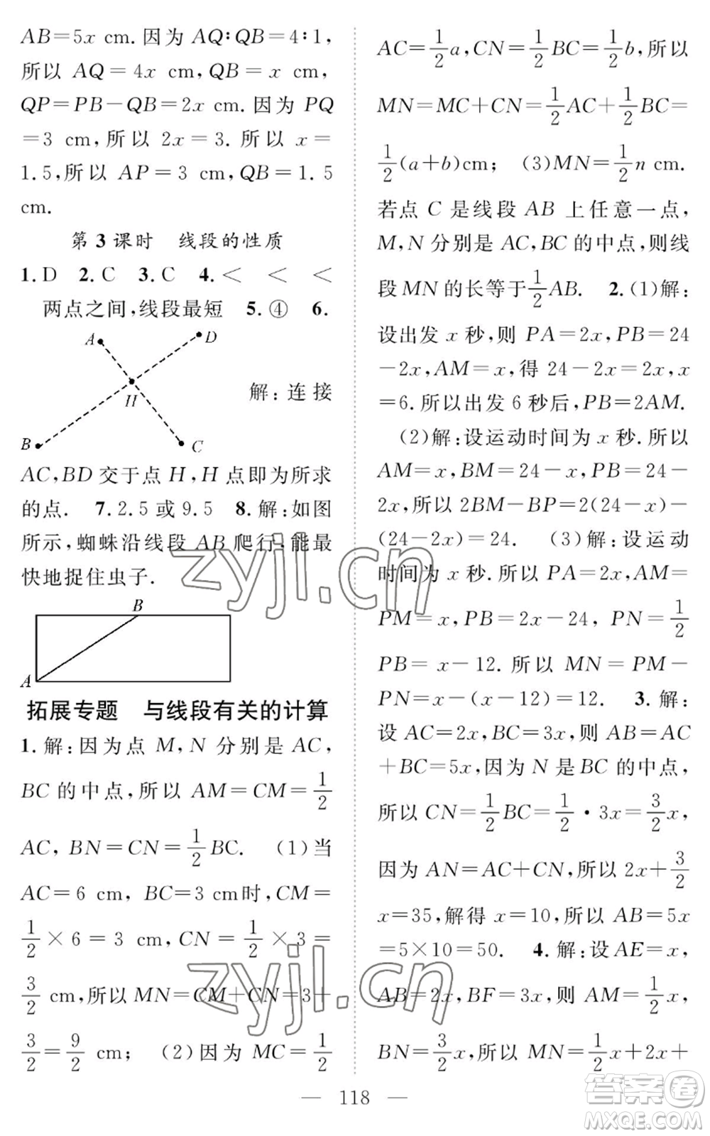 長江少年兒童出版社2022智慧課堂創(chuàng)新作業(yè)七年級上冊數(shù)學(xué)人教版參考答案