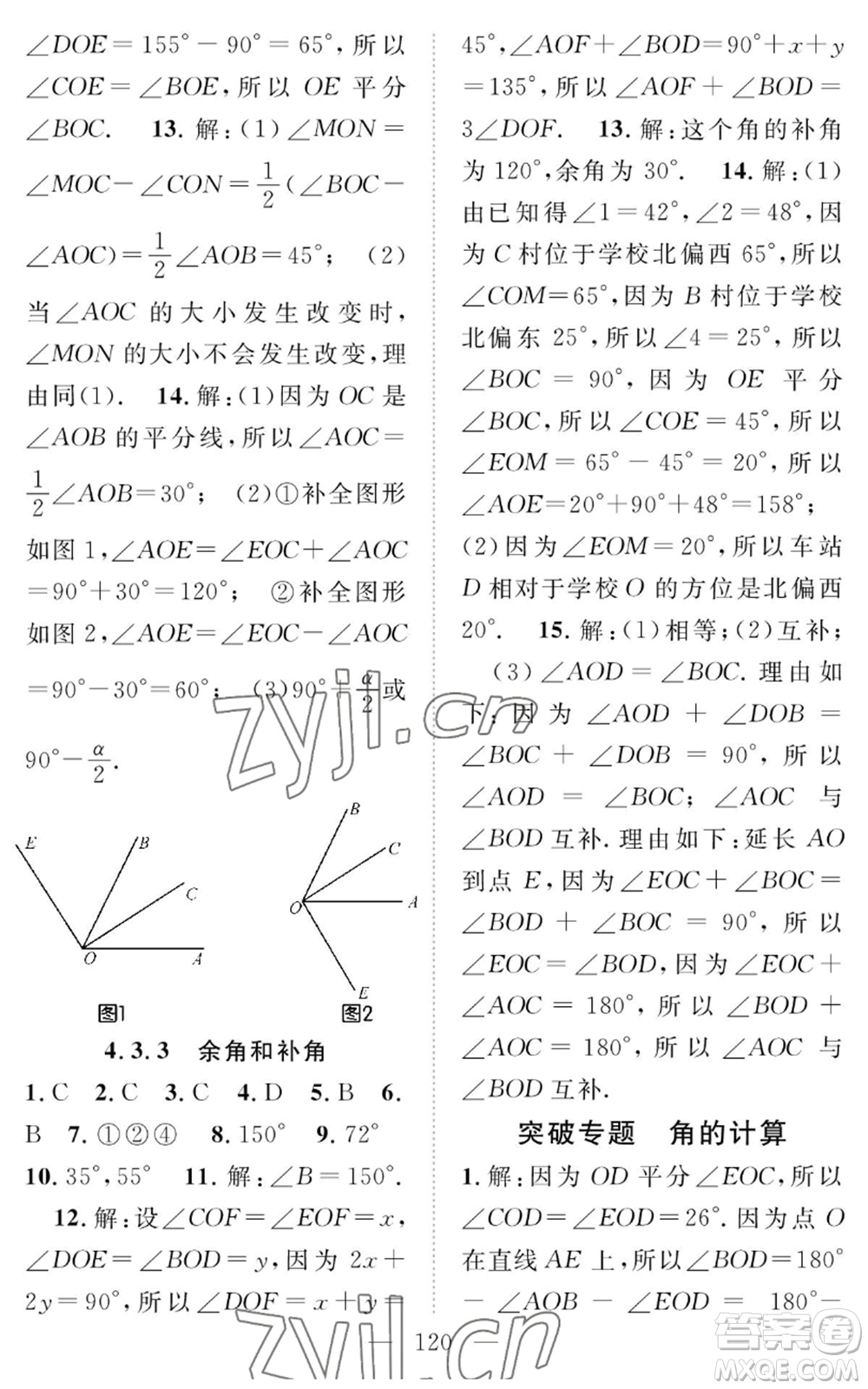 長江少年兒童出版社2022智慧課堂創(chuàng)新作業(yè)七年級上冊數(shù)學(xué)人教版參考答案